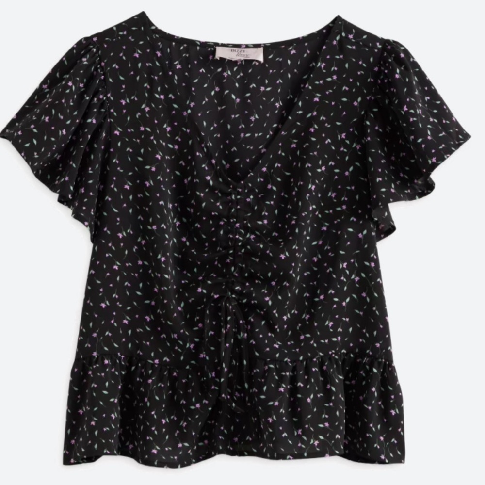 DIZZY LIZZY LINDA FLUTTER SLEEVE TOP